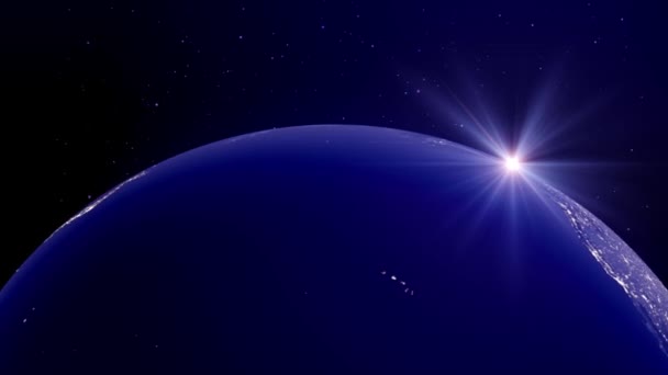 Gece Animasyonunda Gerçekçi Dünya Tertemiz Döngü Ile Uzay Stasyonu Arkaplanından — Stok video