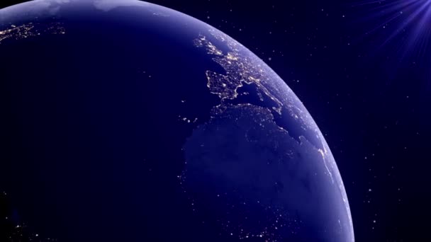 Animación Realista Tierra Noche Con Lazo Sin Costuras Vista Tierra — Vídeo de stock