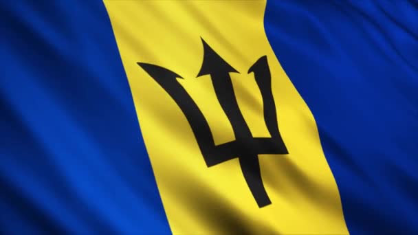 Barbados National Flag Animation Hög Kvalitet Viftande Flagga Animation Med — Stockvideo