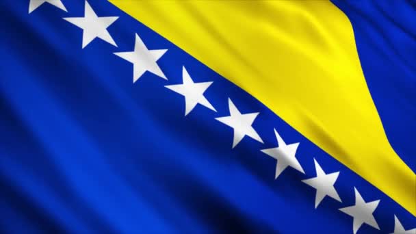 Animación Bandera Nacional Bosnia Herzegovina Animación Bandera Ondeante Alta Calidad — Vídeos de Stock