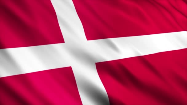 Dánsko Národní Vlajka Animace Vysoce Kvalitní Vlnění Vlajky Animace Bezešvé — Stock video