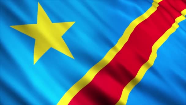 Animación Bandera Nacional República Democrática Del Congo Animación Bandera Ondeante — Vídeos de Stock