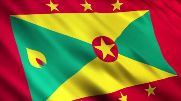 Grenada Nemzeti Zászló Animáció Kiváló Minőségű Integetés Zászló Animáció Zökkenőmentes — Stock videók