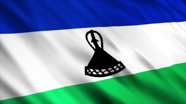 Lesotho National Flag Animation Hög Kvalitet Viftande Flagga Animation Med — Stockvideo