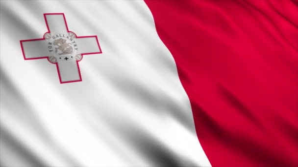 Animación Bandera Nacional Malta Animación Bandera Ondeante Alta Calidad Con — Vídeos de Stock