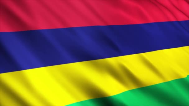 Анимация Государственного Флага Маврикия Анимация Высоким Качеством Размахивания Флагом Бесшовным — стоковое видео