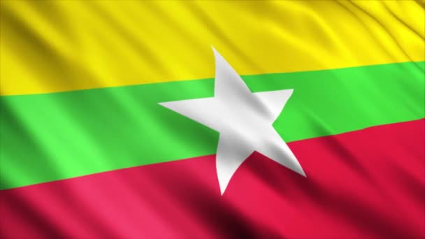 Myanmar Nationale Vlag Animatie Hoge Kwaliteit Golvende Vlag Animatie Met — Stockvideo