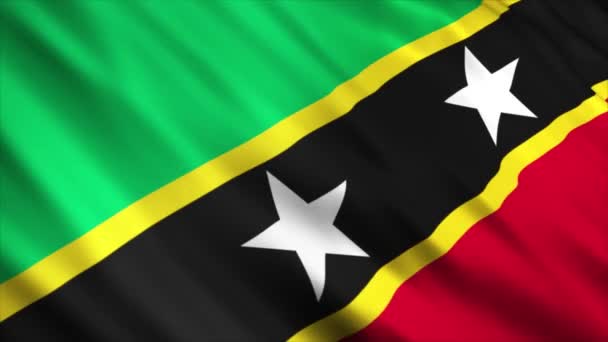Saint Kitts Nevis Nemzeti Lobogó Animáció Kiváló Minőségű Hullámzó Zászló — Stock videók