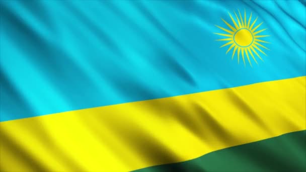 Ruanda Nemzeti Zászló Animáció Kiváló Minőségű Integetés Zászló Animáció Zökkenőmentes — Stock videók