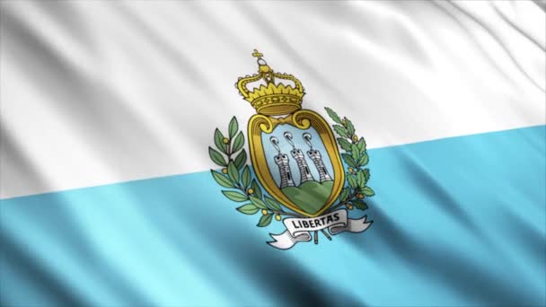 Animación Bandera Nacional San Marino Animación Bandera Ondeante Alta Calidad — Vídeo de stock