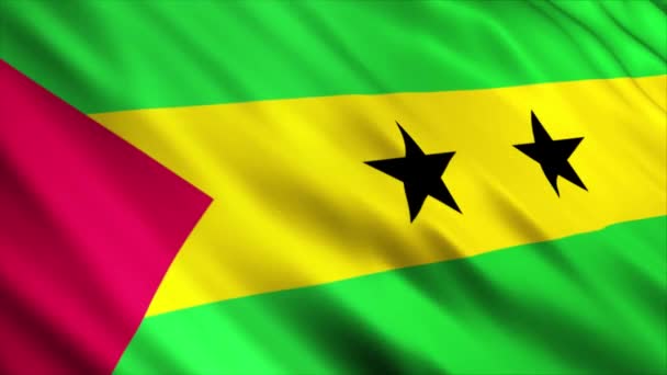 Animación Bandera Nacional Santo Tomé Príncipe Animación Bandera Ondeante Alta — Vídeos de Stock