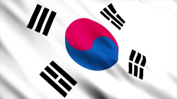Animación Bandera Nacional Corea Del Sur Animación Bandera Ondeante Alta — Vídeos de Stock