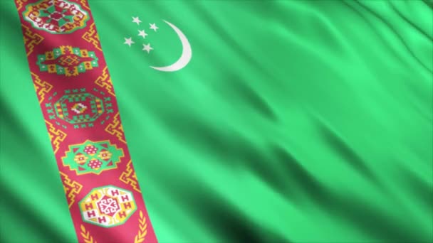 Анімація Національного Прапора Туркменістану Високоякісна Анімація Прапора Безшовною Петлею Розширити — стокове відео