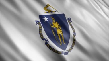 Massachusetts Eyalet Bayrağı (USA) Animasyon, Yüksek Kalite Dalgalanan Bayrak Animasyonu, Kusursuz Döngü ile Gerekli Süreyi Uzat