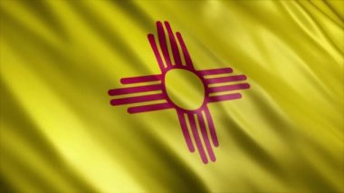  New Mexico State Flag (USA) Animasyon, Yüksek Kalite Dalgalanan Bayrak Animasyonu ve Kusursuz Döngü