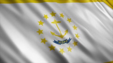 Rhode Island State Flag (USA) Animasyon, Yüksek Kalite Dalgalanan Bayrak Animasyonu, Kusursuz Döngü ile Süreyi Gerektiği Gibi Genişlet