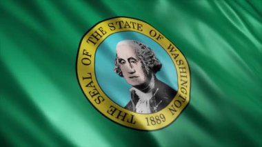Washington Eyaleti Bayrağı (USA) Animasyonu, Yüksek Kalite Dalgalanan Bayrak Animasyonu, Kusursuz Döngü ile Gerekli Süreyi Uzatın