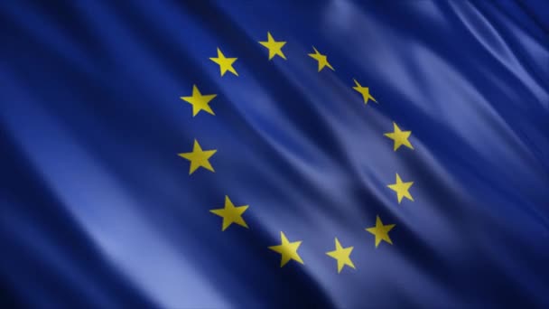 Σημαία Της Ευρωπαϊκής Ένωσης Κινούμενα Σχέδια Υψηλής Ποιότητας Κυματιστή Σημαία — Αρχείο Βίντεο