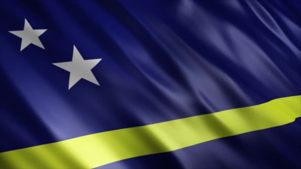 Curacao Nemzeti Zászló Animáció Kiváló Minőségű Integetés Zászló Animáció Zökkenőmentes — Stock videók