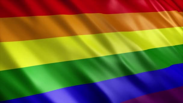 Gay Pride Rainbow Flag Animation Animación Bandera Ondeante Alta Calidad — Vídeos de Stock