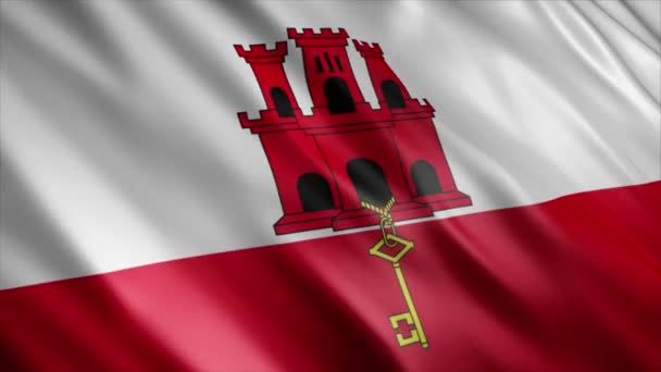 Гибралтар Анимация Государственного Флага Высокое Качество Размахивания Флагом Анимация Бесшовной — стоковое видео
