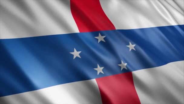 Animación Bandera Nacional Las Antillas Holandesas Animación Bandera Ondeante Alta — Vídeo de stock