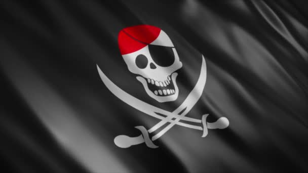 Korsan Bayrak Animasyonu Yüksek Kalite Dalgalanan Bayrak Canlandırması Kusursuz Döngü — Stok video
