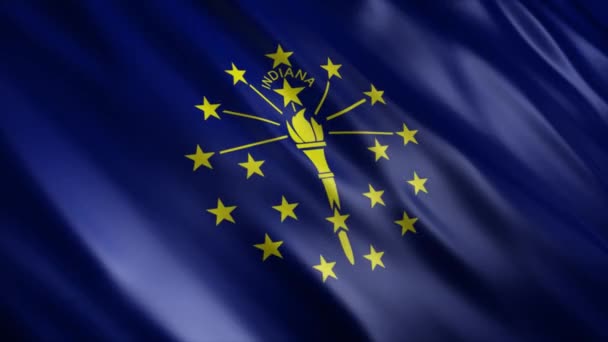 印第安纳州旗 高品质的无缝隙波浪旗帜动画 延长所需的时间 — 图库视频影像