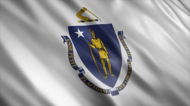 Bandeira Estado Massachusetts Eua Animação Alta Qualidade Acenando Bandeira Animação — Vídeo de Stock