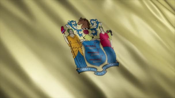 New Jersey State Flag Usa Animation High Quality Waving Flag — Αρχείο Βίντεο