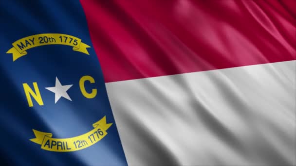 North Carolina State Flag Usa Animáció Kiváló Minőségű Integetés Zászló — Stock videók