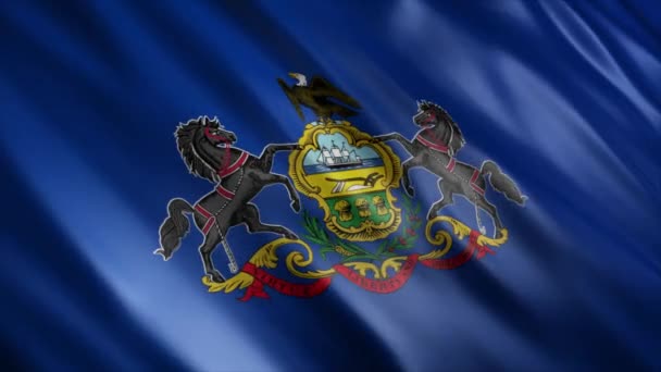 Pennsylvania State Flag Usa Animace Vysoce Kvalitní Vlnění Vlajky Animace — Stock video