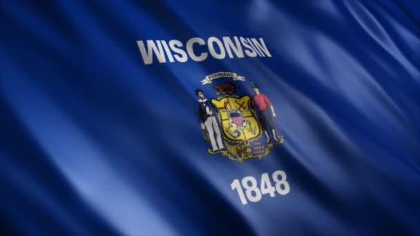 Wisconsin State Flag Usa Animacja Wysokiej Jakości Animacja Flagą Falistą — Wideo stockowe