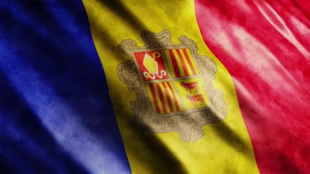 Andorra National Flag Grunge Animation High Quality Waving Flag Animation — Stock Video