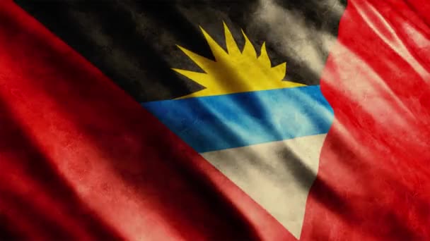Antigua Und Barbuda National Flag Grunge Animation High Quality Waving — Stockvideo