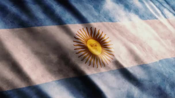 Аргентинский Национальный Флаг Гранж Анимации Высокое Качество Размахивания Флагом Анимации — стоковое видео