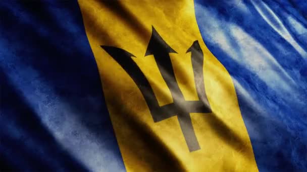 Barbados Nationale Vlag Grunge Animatie Hoge Kwaliteit Golvende Vlag Animatie — Stockvideo