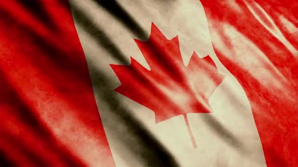 Kanada Národní Vlajka Grunge Animace Vysoce Kvalitní Vlnění Vlajky Animace — Stock video