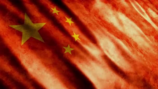 Animación Grunge Bandera Nacional China Animación Bandera Ondeante Alta Calidad — Vídeos de Stock
