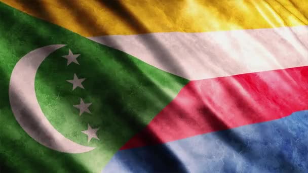 Comore Bandiera Nazionale Grunge Animazione Alta Qualità Sventolando Bandiera Animazione — Video Stock