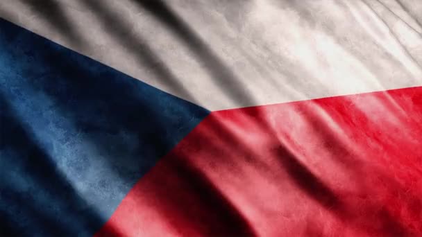 Animación Grunge Bandera Nacional República Checa Animación Bandera Ondeante Alta — Vídeos de Stock