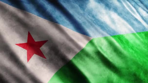 Animación Grunge Bandera Nacional Djibouti Animación Bandera Ondeante Alta Calidad — Vídeo de stock