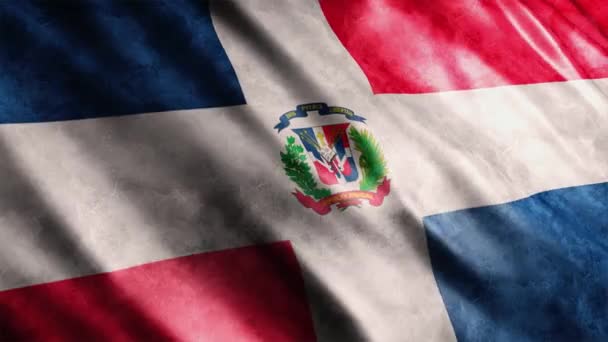 多明尼加共和国国旗卷曲动画 高质量的无缝线波浪旗帜动画 按要求延长期限 — 图库视频影像