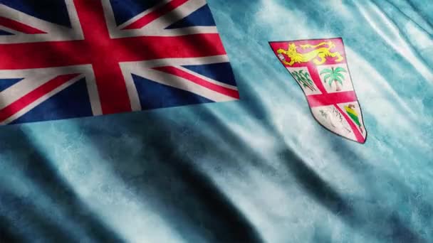 Fiji Bandiera Nazionale Grunge Animation Alta Qualità Sventolando Bandiera Animazione — Video Stock