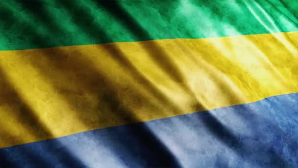Габонский Национальный Флаг Гранж Анимации Высокое Качество Размахивания Флагом Анимации — стоковое видео