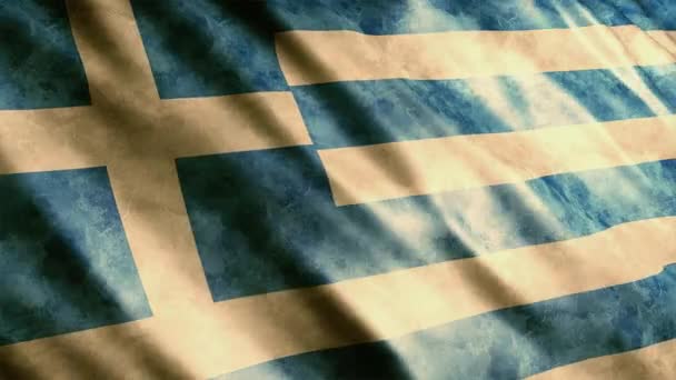 Grécia Bandeira Nacional Grunge Animação Alta Qualidade Acenando Bandeira Animação — Vídeo de Stock