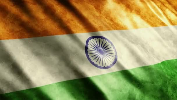 India Nationale Vlag Grunge Animatie Hoge Kwaliteit Golvende Vlag Animatie — Stockvideo