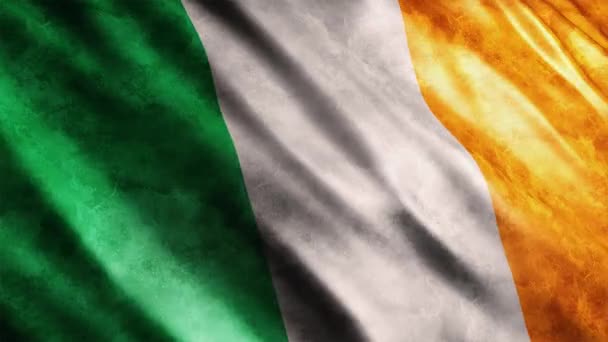 Irlandia National Flag Grunge Animation High Quality Waving Flag Animation — Stok Video