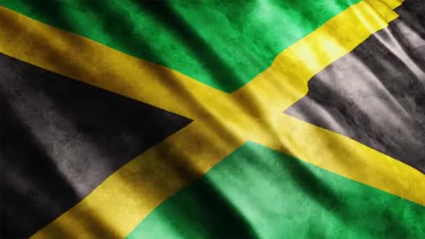 Jamaica National Flag Grunge Animation High Quality Waving Flag Animation — Stock Video