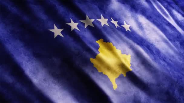 Анимация Гранж Флага Косово Анимация Высоким Качеством Размахивания Флагом Бесшовным — стоковое видео